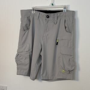 Loco Skail Men's Gray Polyester Cargo Shorts Flat Front Pockets Casual